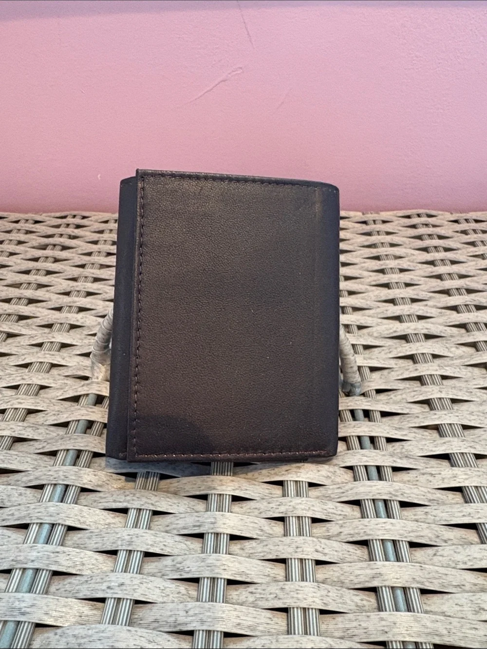 Lord & Taylor Brown Leather Trifold Wallet